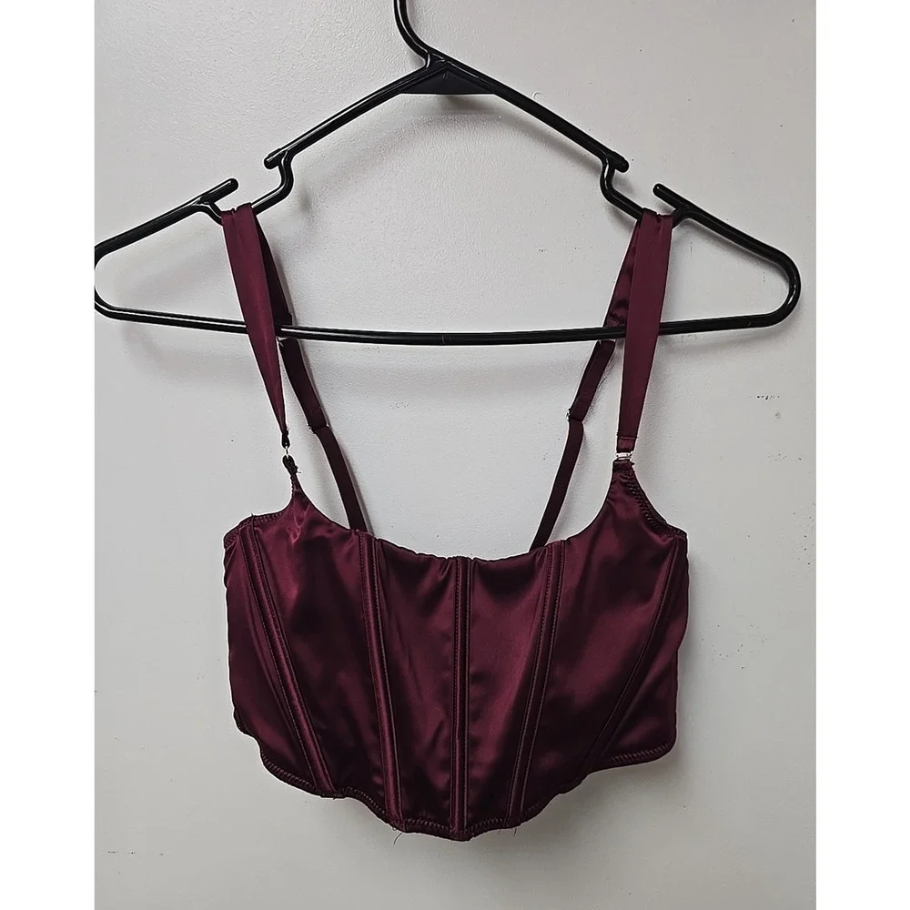 Auden Intimates Burgundy‎ Adjustable Straps Wire Free Corset Bralette Size Small